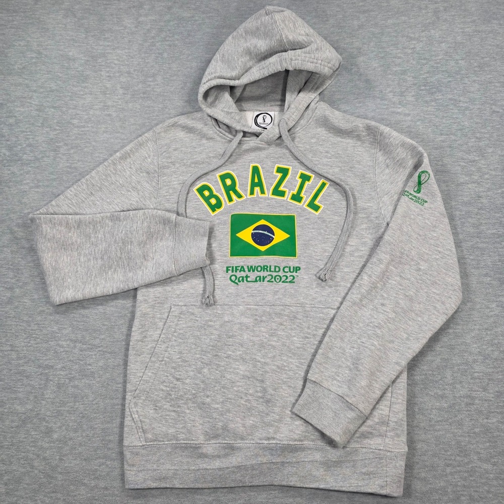 FIFA World Cup Qatar 2022 Brazil Hoodie Mens Small Gray Outerstuff Soccer Small